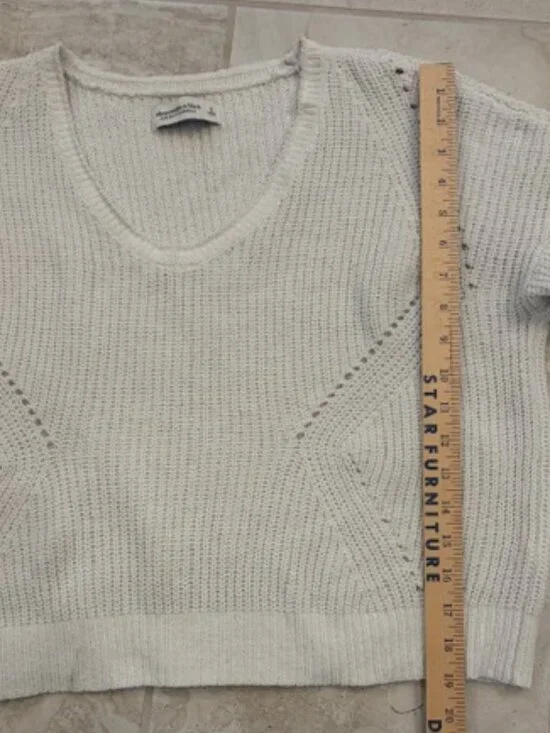 Abercrombie & Fitch Women S Off-White Soft A&F Collection V-Neck Sweater Preppy - Picture 6 of 6